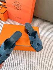 HELIA 60 SANDAL IN STONE BLUE SUEDE