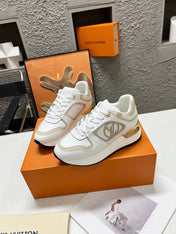LV WOMEN SNEAKER IN WHITE MIX BEIGE CREAM CALFSKIN