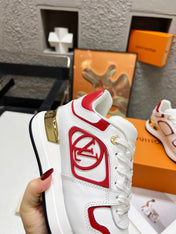 LV WOMEN SNEAKER IN WHITE MIX CHERRY RED CALFSKIN