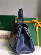 SAIGON SOUPLE BAG 34 IN NAVY BLUE GOYARDINE CANVAS AND CALFSKIN