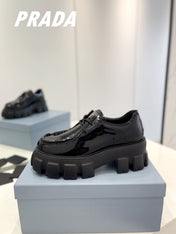 PRA MONOLITH LACE-UP LOAFERS GLOSSY BLACK CALFSKIN
