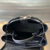 BV MEDIUM ANDIAMO 32CM BLACK LAMBSKIN SILVER HARDWARE