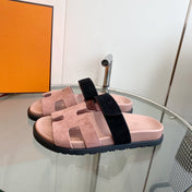 Chypre Sandal Suede Pink Chapas / Black