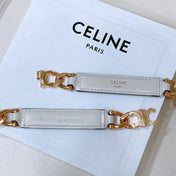 CL SMALL 18 MM GOURMETTE TRIOMPHE ADJUSTABLE BELT IN WHITE LEATHER GOLD HARDWARE