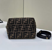 MINI ROLL BAG 15 BLACK MIX BROWN FF JACQUARD FABRIC