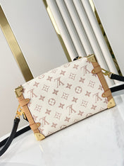 SIDE TRUNK 21 IN WHITE BROWN MONOGRAM CANVAS GOLD HARDWARE