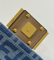 BAGUETTE MINI 19 BAG IN CERULEAN BLUE MONOGRAM DENIM WITH GOLD HARDWARE