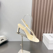 Summer High Heel Sandals Yellow Cream