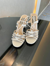 GG CRYSTAL HORSEBIT SANDAL CREAMY WHITE LAMBSKIN