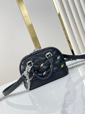 NANO ALMA 18 IN BLACK QUILTED LAMBSKIN GOLD AND SILVER HARDWARE