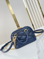 NANO ALMA 18 IN NAVY BLUE QUILTED LAMBSKIN GOLD HARDWARE