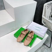 ASTAIRE MARY-JANE BALLERINA IN CAMEL BEIGE CALFSKIN