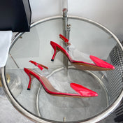 ALAIA HIGH 6 CM SLINGBACK IN CHERRY RED PATENT CALFSKIN AND FILM