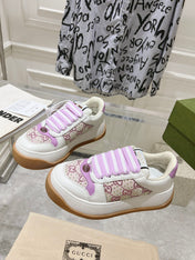 GG SCREENER 50 SNEAKER WHITE AND PURPLE CALFSKIN