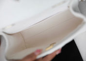 CHANEL 25S FLAP BAG 21 CM IN WHITE LAMBSKIN WITH GOLD HARDWARE