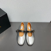 ALAIA MARY JANE SHOES IN SILVER LAMBSKIN SILVER HARDWARE