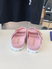 PRA STRAP SLIDES SANDALS PASTEL PINK SUEDE