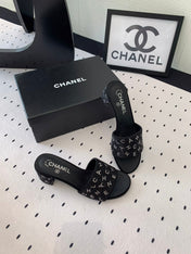 RHINESTONE LETTER HIGH HEELS BLACK LAMBSKIN
