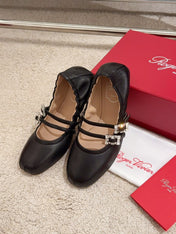 MARY JANES WITH TWO STRAPS IN BLACK SOFT LAMBSKIN