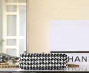 CHANEL 25S KELLY BAG 19 CM IN BLACK MIX WHITE TWEED WITH GOLD HARDWARE