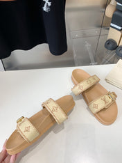 LV WOMEN SUNSET DAD SANDAL IN BEIGE MONOGRAM FABRIC MULE