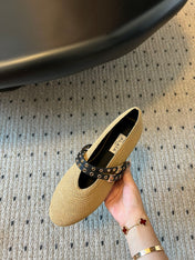 ALAIA MARY JANE SHOES IN BEIGE ZP CUSTOM STRAW AND DENIM