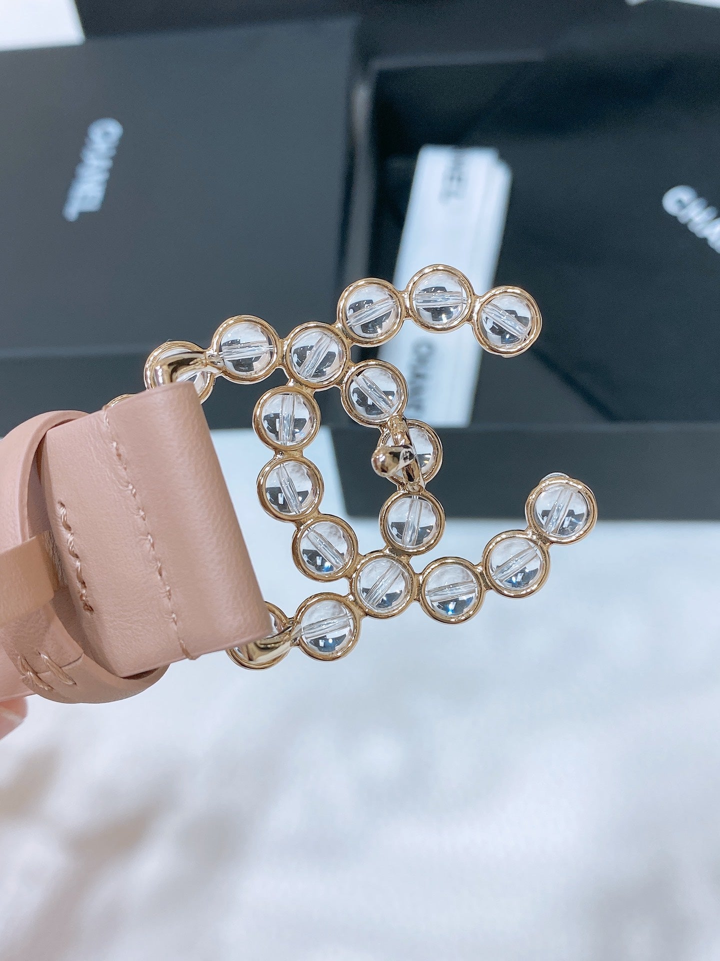 CHANEL 26S BELT 30 MM IN BEIGE CALFSKIN 670905