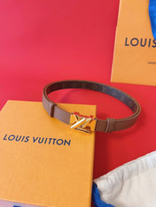 LV GO-14 20MM BELT IN BRONZE BROWN CALFSKIN GOLD HARDWARE