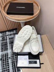 CC OXFORD SHOES IN WHITE TWEED AND CALFSKIN