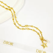 CD 26S STAR CHAIN PEARL PENDANT NECKLACE IN GOLD TONE METAL 631051