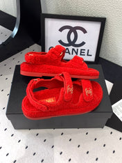 CC DAD SANDAL CRIMSON RED LAMB FUR