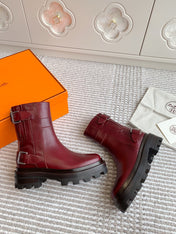 JAIME ANKLE BOOT IN BURGUNDY RED CALFSKIN