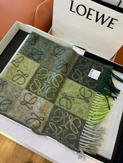SCARF 180 CM IN BOTTLE GREEN MIX KHAKI WOOL AND CASHMERE 410100