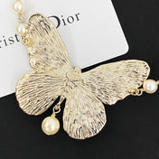 CD 26S PEARL STRAND BUTTERFLY PENDANT NECKLACE IN GOLD METAL 633112