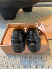 MIUMIU 26S PENNY LOAFERS IN BLACK SHINY CALFSKIN
