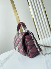 GO-14 PM 20 IN BORDEAUX RED QUILTED LAMBSKIN GOLD HARDWARE