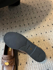 MIUMIU 26S PENNY LOAFERS IN BROWN CALFSKIN GOLD HARDWARE
