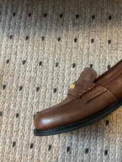 MIUMIU 26S PENNY LOAFERS IN BROWN CALFSKIN GOLD HARDWARE