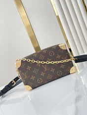 SPEEDY TRUNK 20 IN BROWN MONOGRAM CANVAS AND BLACK CALFSKIN TRIM GOLD BUCKLE