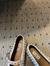 STRASS BALLET FLATS IN WHITE LAMBSKIN