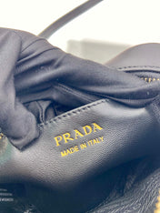 BOW BAG 18 IN BLACK RE-NYLON AND LAMBSKIN