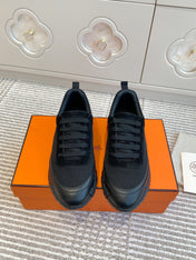 BOUNCING SNEAKER IN BLACK GRAPHIC MESH AND CALFSKIN