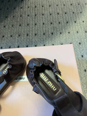 MIUMIU 26S FISHERMAN SANDALS IN DARK BROWN RUCHES NAPPA CALFSKIN