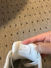 BLOCK SNEAKER WITH TRIOMPHE IN WHITE MIX SAND BROWN CALFSKIN