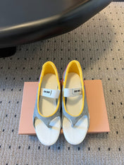 MIUMIU 26S THONG SANDALS IN MULTICOLOR SUEDE MIX TECH FABRIC