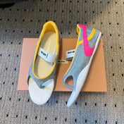 MIUMIU 26S THONG SANDALS IN MULTICOLOR SUEDE MIX TECH FABRIC