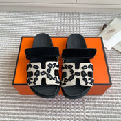 HM 26S CHYPRE SANDALS IN WHITE MIX BLACK SUEDE WITH EMBROIDERED PATTERN STRAP