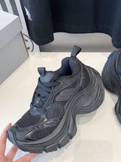 DAD SHOES IN BLACK MESH AND CALFSKIN