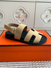 HM 26S CHYPRE SANDAL WITH BACK STRAP IN BEIGE SUEDE