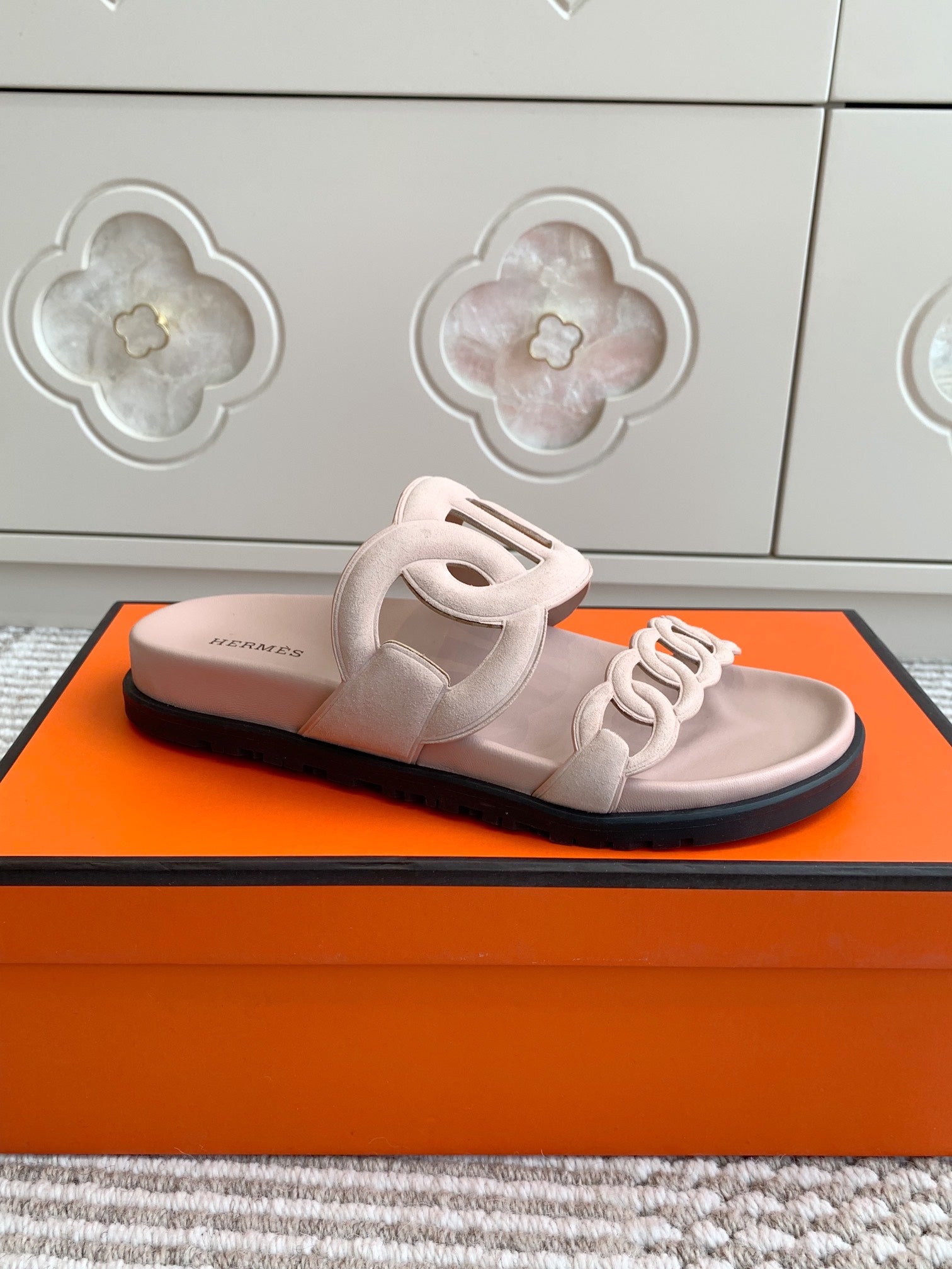 HM 26S EXTRA SANDAL IN LIGHT PINK CALFSKIN AND SUEDE